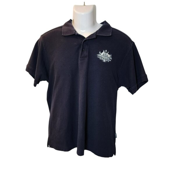 James Harvest Sportswear L Navy Piqué Polo Shirt Australia Crest Pre-owned - Picture 8 of 8